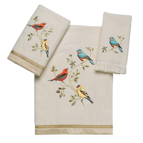 Avanti Linens - Fingertip Towel, Soft & Absorbent, Nature Isnpired Bathroom Decor (Gilded Birds Collection) - color: Gilded Birds, size: Fingertip Towel