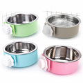 Mechpia 4 Pieces Crate Dog Bowl, Removable Stainless Steel Pet Kennel Hanging Food Water Feeder Bowl Cage Coop Cup for Puppy Medium Dog Cat Rabbit Ferret Bird - size: Blue,Green,Red,Grey