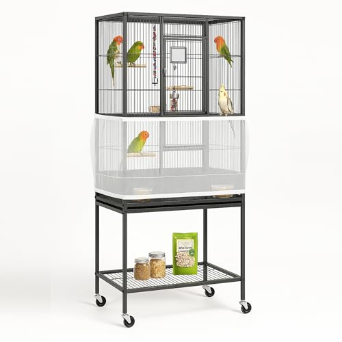 Universal Bird Cage Seed Catcher Universal Mesh Skirt Cover Stretchy Small Animal Cages Cover Pet Removable Durable Protector (Extra Large, White) - color: White, size: 31.5"L x 6.7"W x 43.0"H