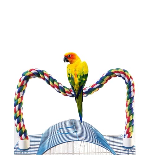 30‘’× 0.78’‘ Bird Rope Perch, Bird cage Accessories | Rope perches for Conures,Parrots,Cockatiel,Lovebird,Budgerigar,Parakeet perches Birds Standing