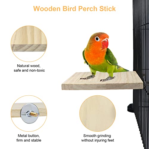 Litewoo 2pcs Bird Perch Platform Flat Stand Beak Paw Grinding for Parrot, S | 3.5" x 5.1", natural wood, easy to install, save space, for parrot/parakeet/cockatiel/lovebird//conure/finch/budgie/cage