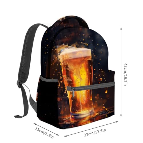 Beer Glass Backpack Travel Backpacks Laptop Rucksack,School Bookbag for Women Kids Boys Girls,Fun Back Pack Accessories Bags,Ideal Gifts for Work, Outdoor Adventures - color: Color48