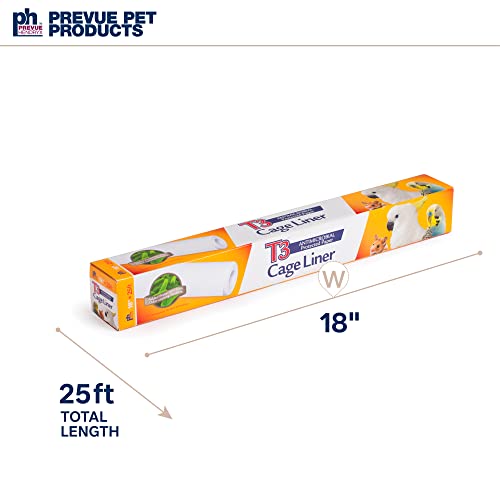 Prevue Pet Products T3 Cage Liner - Bird Cage Accessories, 25 Ft Odor Absorbent Protection, Universal Liner for All Birds, Fits Small, Medium, and Large Enclosures, Simplifies Cleaning - Regular Size - size: 18 in / 25 ft