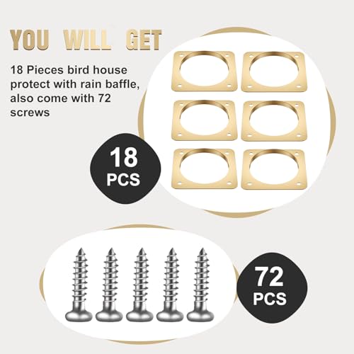 Hotop 18 Pcs 1 1/2'' Opening Bluebird Metal House Hole Guard with Rain Baffle Portal Bird House Protect Bird Room Guard Copper Portal with Opening for Eastern Bluebird Rooms Sparrow Houses - size: 1 1/2'', style: Opening with Rain Baffle