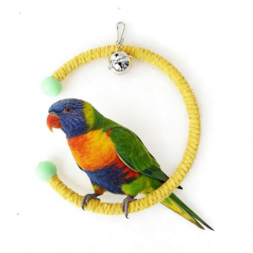 Colorful Circular Bird Swing,Bird Rope Chewing Toys Parrot Cage Bite Toys (Small Half-Round Yellow) - color: Small Half-Round Yellow