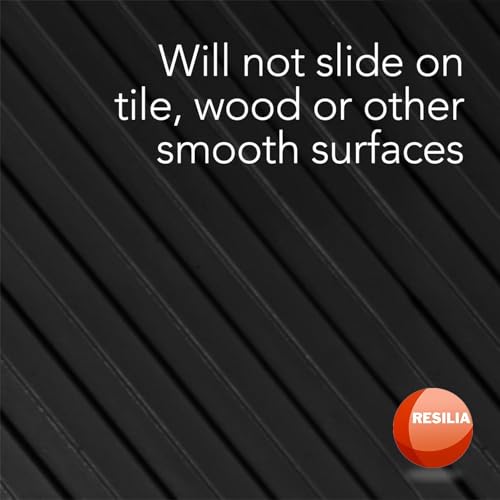 RESILIA Black Plastic Floor Runner - Embossed Wide Rib Waterproof Vinyl, Heavy Duty Protector Mat for Indoor Hardwood, Hard Floors, Garage, Entryway, Kitchen, & Outdoor Use, 15" x 48", Made in USA - size: 15" x 48"