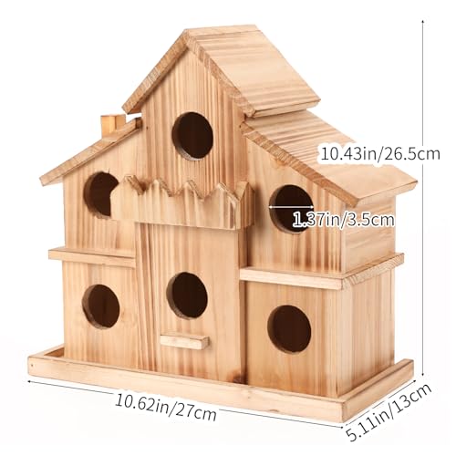 Bird Houses for Outside with Bird Feeder,6 Rooms Large Bird House,Hummingbird House for Bluebird Finch Cardinals Hanging Birdhouse for Garden