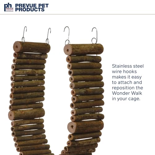 Prevue Pet Products Natural Large Wonder Walk Bird & Small Animal Ladder - Wooden Cage Accessories for Climbing, Exercise, Hanging Activity Bridge for Birds, Hamsters, Gerbils & Mice - size: Large