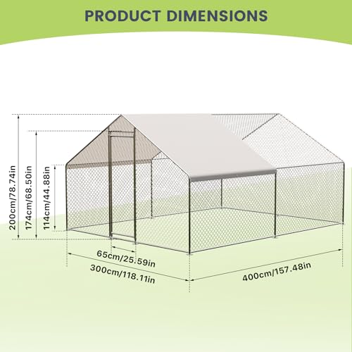 GarveeTech Large Walk-in Chicken Coop with Run, 9.8' x 19.7' Outdoor Chicken Runs for Yard with Cover, Metal Poultry Cage for Chickens, Ducks, Birds