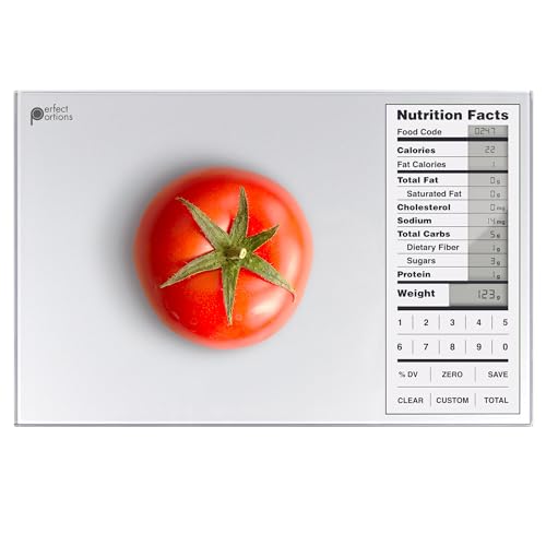 Greater Goods Perfect Portions Nutrition Food Scale for Carb Counting, Grey | Plan meals & size every portion with instant nutrition facts on 2,000 foods, custom recipe codes, daily totals, 11lb capacity