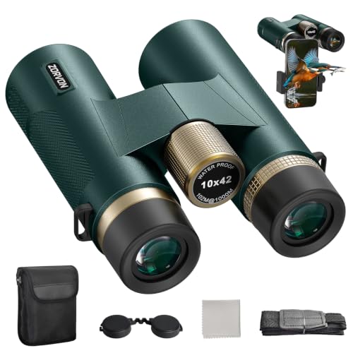 10x42 HD Binoculars for Adults, High Powered Binoculars with BAK4 Prism, Low Light Vision, Easy Focus, Waterproof Binoculars with Large Eyepiece for Bird Watching, Alaska Cruise, Hiking, Hunting - color: Green