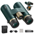 10x42 HD Binoculars for Adults, High Powered Binoculars with BAK4 Prism, Low Light Vision, Easy Focus, Waterproof Binoculars with Large Eyepiece for Bird Watching, Alaska Cruise, Hiking, Hunting - color: Green