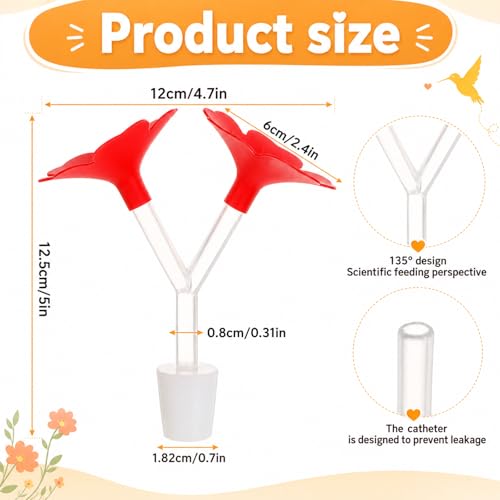 3Pcs Hummingbird Feeder Parts Drip Resistant Hummingbird Feeder Replacement Parts Flowers Hummingbirds Feeders Tubes and Stoppers Double Head Feeding Ports for Outdoor Bird Food Tool Wine Bottle Plug