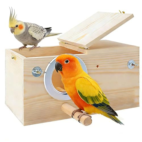 kathson Parakeet Nesting Box,Wood Bird Nest House for Cage,Parrots Breeding Mating Boxes,Budgie Nesting Box for Conure,Lovebirds,Canary,Cockatiel,Finch,Small and Medium-Sized Birds (L) - size: L-11.4 x 5.9 x 5.9in