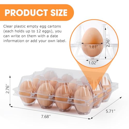 100 Pack Egg Cartons Cheap Bulk,Plastic Egg Carton 3x4 Grids | 12 Count Clear Egg Cartons, Reusable Egg Holder Egg Trays for Family, Chicken Farm, Markets Display - Medium Egg Container - size: 3X4-100PCS