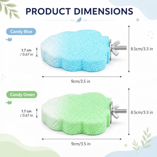 2 Pcs Bird Beak & Claw Trimming Stone, Rough Pumice Perch for Small Birds | Non-Slip Rough Pumice Stone Perch for Beak & Claw Trimming, Ideal for Cockatiels, Lovebirds, Conures & Small Birds