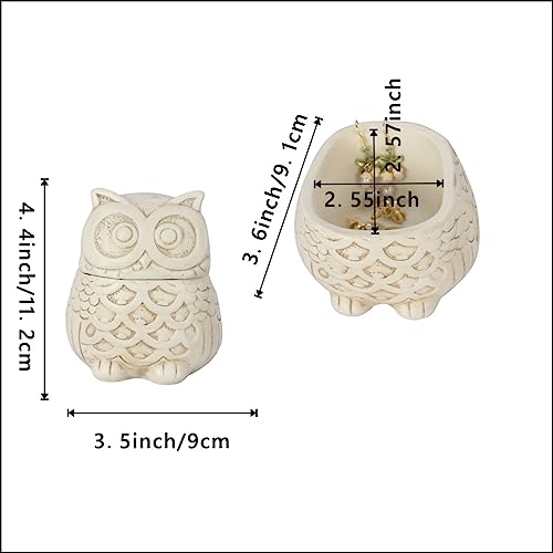 S-MANTIS Vintage Box Antique Trinket Organizer Rings Earrings Storage Animal Shape With Owl Figurine Lid A Handcraft, Keepsake Home Decor And Gift Item (White-Owl) - color: White-Owl