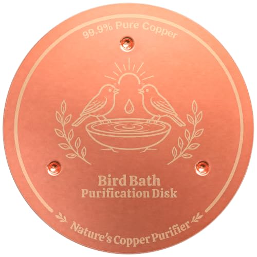 Copper Disc for Bird Bath, 99.9% Pure Copper (Two Birds) | 3‑Point Stable Base, Fits Bird Baths & Bowls, Reduces Mineral Buildup, Gift for Bird Lovers, Outdoor Garden Use - color: Copper Two Birds