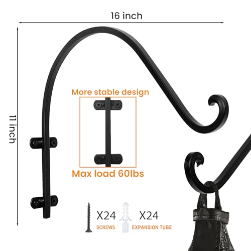 16 Inch Plant Hangers Outdoor,6 Pack Heavy Duty Plant Hanger Bracket | Hanging Basket for Plants Outdoor Brackets,80lbs Weight Capacity for Hanging Baskets,Bird Feeders,Lanterns and Wind Chimes - size: 16inch-6pcs