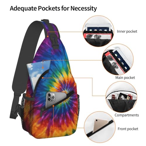 Tie Dye Sling Bag for Women, Crossbody Bag Colorful Sling Backpack for Men, Casual Shoulder Bags Lightweight Gym Outdoor Sports Travel Hiking Fishing Daypack - color: Tie Dye