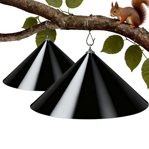 Squirrel Baffle for Bird Feeder Pole - 19 Inch for Protects Hanging Feeders (2 Pack, Black) - color: Black Hook 2p
