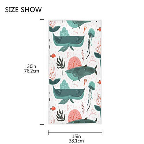 senya Colorful Whales Hand Towel Ultra Soft Luxury Towels for Bathroom 30"x15" - color: Multi 1