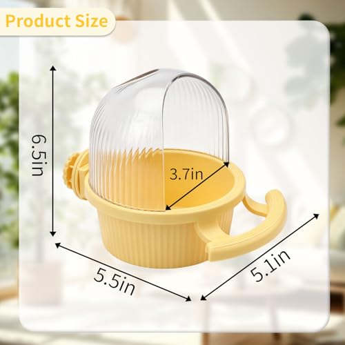 Litewoo No Mess Bird Feeder for Cage Parrot Seed Food Water Bowl (Yellow) | No mess, with dispenser, multifunctional, large capacity, for parrot/quaker/lory/conure/cockatiel/senegal parrot/caique - color: Yellow