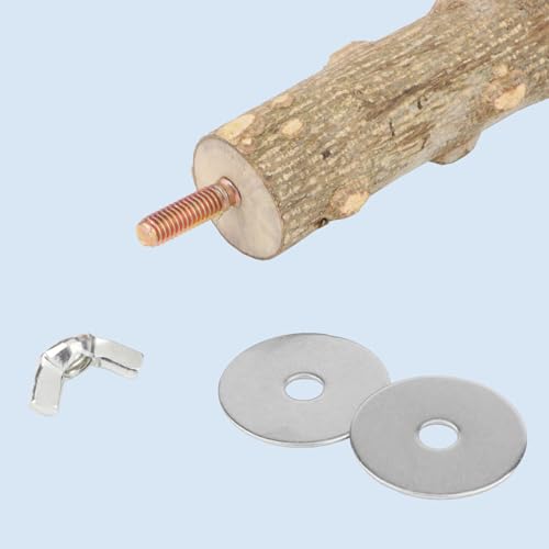Hypeety Natural Prickly Ash Wood Bird Perch Stand Paw Grinding Perch Toy | Natural prickly ash wood, bark texture for grip, chew-proof and durable, for budgie/parakeet/cockatiel/lovebird, 11.79''/30cm - size: 11.79 inch