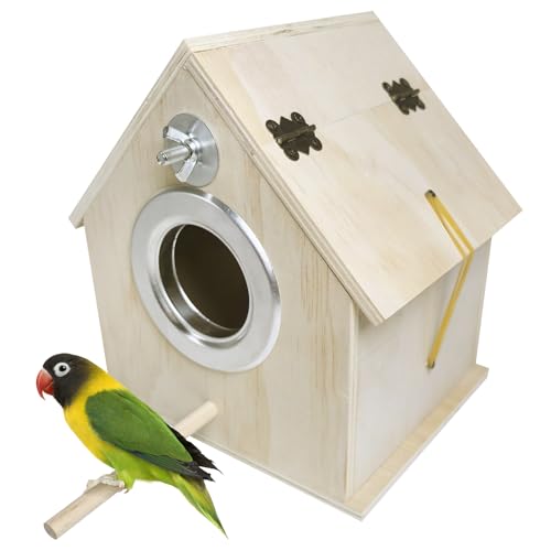 kathson Parakeet Nest Box Bird Nesting House Parrot Breeding Mating Box for Lovebirds Cockatiel Budgie Finch (7.87”x5.7”x11.22”)