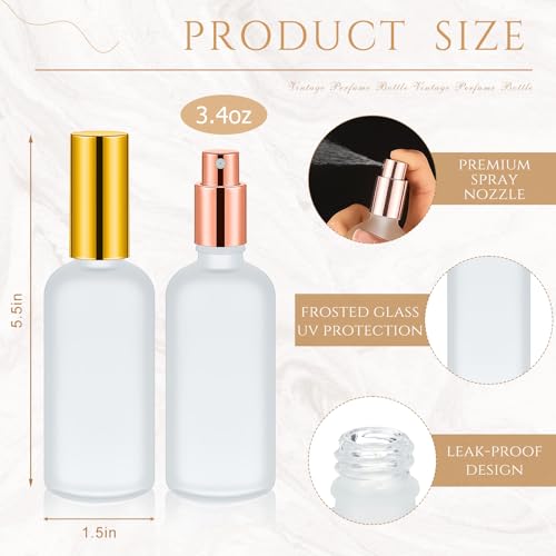 Roshtia 30 Pcs Glass Spray Bottle Clear Empty Bottles Small Refillable Reusable Perfume Bottle with Fine Mist Sprayer Pump for Face Body Travel(3.4 oz,Gold,Silver,Rose Gold) - color: Gold,Silver,Rose Gold, size: 3.4 oz