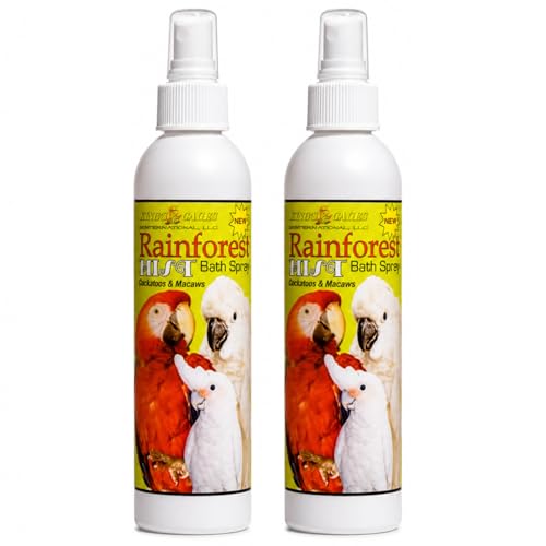Kings Cages Rainforest Mist Pk2 White 8oz Bath Spray for Cockatoos and Macaws Alcohol-Free Feather Conditioner with Vanilla Scent Made in USA (Pack of 2) - size: Pack of 2