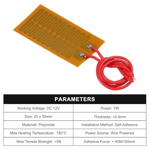 6pcs Film Heater Plate Adhesive Pad 12V 7W 25mmx50mm PI Heating Elements Film Strip Heater Adhesive Polyimide Heater Plate - size: 25mmx50mm