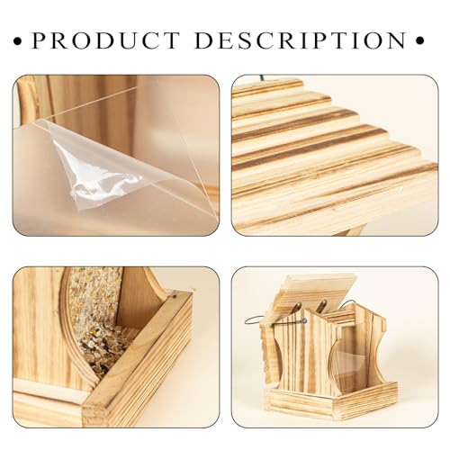 BalterFF Bird Feeders for Outdoors,Wooden Unique Seed Sunflower Food Feeder Blue Cardinal Finch Backyard Platform Balcony Gazebo Tree Fence Wall Mount Effortless Holder Automatic Buddy Gift 4