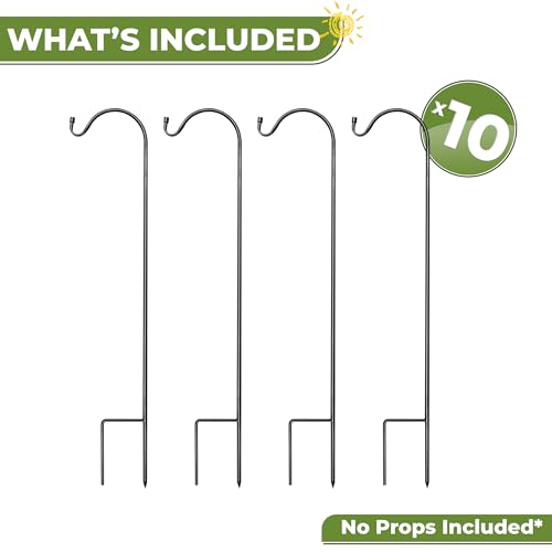 Sorbus Shepherds Hooks for Outdoor - Set of 10 Extendable Garden Planter Stakes for Bird Feeders, Outdoor Décor, Plants, Lights, Lanterns, Flower Baskets and More! Supports Up to 6.5 Lbs. (10 Pack) - size: 10 Pack