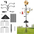 MoKo Bird Feeder Pole, 92 in Bird House Pole Squirrel Baffle 9 Prong Base | Bird Feeding Station Heavy Duty, Includes Water Bowl and Mesh Tray for Feeding, for Gardens No Bird House, Black