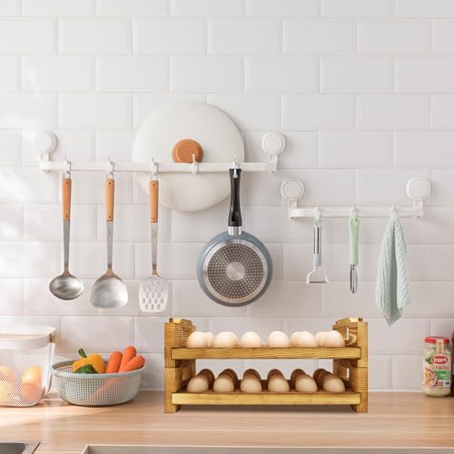 Wooden Egg Holder Countertop Fresh Egg Holders Firewood Egg Collecting Rack for Gathering Fresh eggs, Stackable with 36 eggs, Home Kitchen Organizer, Set of 2 PCS
