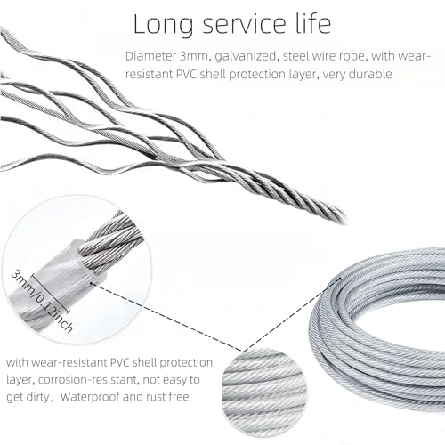 4 Pcs 59 Inch Premium Metal Planter Hangers，Bird Feeder Cable for Tree with Carabiner Clip，Bird House Hanging Hook and Chain Wire for Bird Feeders and Birdhouses，Baths，Baskets，Suet，Outdoor Camping