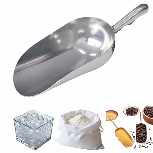 Ice Scoop, 5 oz Heavy Duty Cast Aluminum, Ergonomic S-Curve Handle, Commercial Grade for Ice, Coffee, Popcorn, Flour, Sugar, Food-Grade & Rust-Proof Kitchen Tool (S (5oz)) - size: S (5oz)