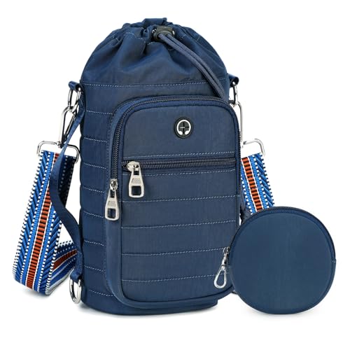 Water Bottle Carrier bag with Strap Phone Pocket for Walking, Hiking, Cycling - color: 3-Blue, size: 40oz-64oz