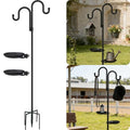 Upgraded 74" Double Shepherds Hooks，Outdoor Bird Feeder，Hanging Plants，Wind Chime Hanger, Waterproof Metal & Adjustable-Height Pole Holder for Lantern ，Hummingbird Feeder，Wreath （2 Placement Racks)