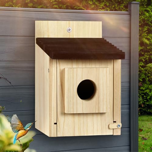 Birdhouse for Outdoors Clearance, Wooden Bluebird House for Outside, Weatherproof Hanging Bird Nesting Box for Finch, Cardinal, Wild Bird Watching (Easy Clean, Ventilated)