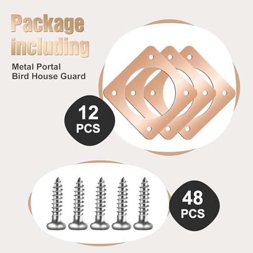 Hotop 12 Pcs 1 1/2 Inch Opening Bluebird Metal House Hole Guard Portal Bird House Protect Bird Room Guard Copper Portal with Opening for Eastern Bluebird Rooms Sparrow Houses(Rose Gold) - color: Rose Gold, size: 1 1/2 Inch, style: Opening