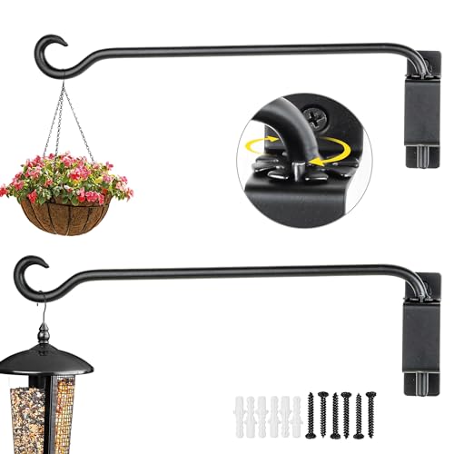 AJART Swivel Hanging Plant Bracket: Outdoor Bird Feeder Hangers for Wall Mount 16 Inch - 2 Pieces Hummingbird Feeder Hook for Flower Basket - color: C-2PCS, size: 16 Inch