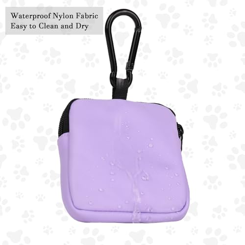 Dog Treat Pouch Pocket Sized Pet Puppy Training Pouch for Dog Training Behavior Aids, Waterproof Nylon Fabric Dog Poop Bag Holder, Hands Free Dog Walking Bag with Metal Carabiner (Violet) - color: Violet
