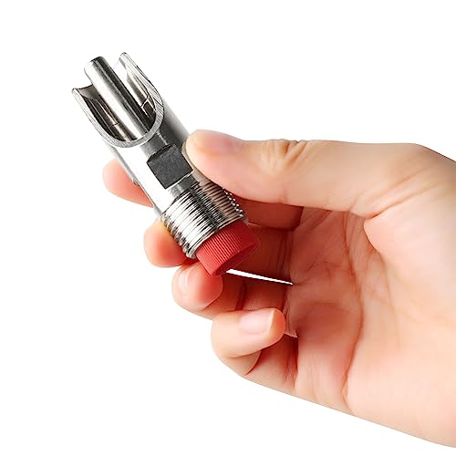 Jardin 2Pcs Stainless Steel Pig Water Nipple with 4/5" Thread, Automatic Pig Nipple Drinker Feeder Waterer Red Cap Feeding Watering Set Pig Home Farm Drinking Supplies