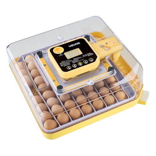 VEVOR 48 Egg Incubator, Automatic Egg Turner with LED Candler, Temperature Display & Auto Humidity Control, 360° View Clear Window, Poultry Eggs Incubator for Hatching Chicks Ducks Goose Quail - size: 48 Eggs