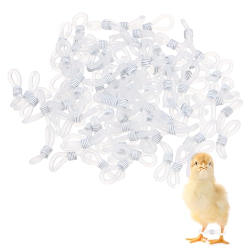 M METERXITY 100-Pack Adjustable Chick Leg Bands, 0.79" x 0.2" Silicone Chicken Leg Brace for Chicks/Ducks/Birds [White] Poultry Leg Bands - color: White