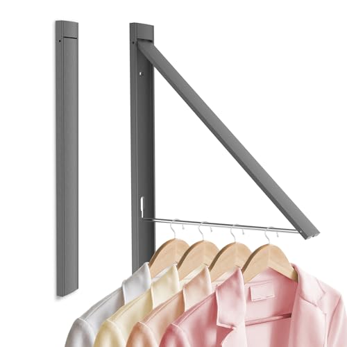 Clothes Drying Rack Folding Indoor,Laundry Room Organization,Wall Mounted Drying Racks for Laundry,Laundry Drying Rack Collapsible,Laundry Drying Rack,Retractable Clothesline (Gunmetal Gray) - color: Gunmetal Gray