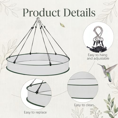 FoldTier 1 Pieces Universal Wild Bird Seed Catcher Hanging Hoop Platform Bird Seed Catcher Tray for Hummingbird Feeders Bee Feeder Outdoor Garden Accessories (30 Inch) - size: 30 Inch