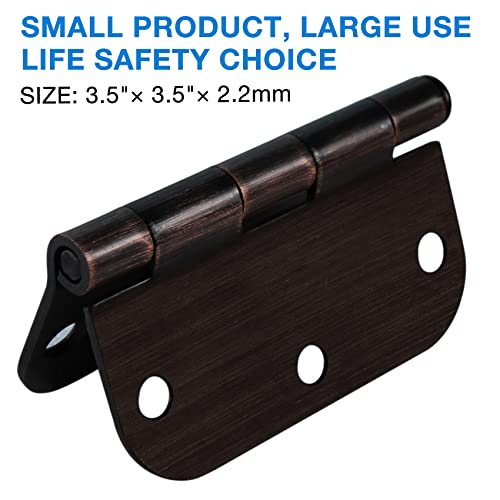 TDCHINGES Residential Oil Rubbed Bronze Door Hinges 3.5 Inch X 3 1/2" 5/8" | 30 Pack Round Exterior Interior Standard Bifold Lightweight Wood Doors Bedroom Office Rental Laundry Attic Dorm Home Hardware - color: Oil Rubbed Bronze, size: 30 Pack